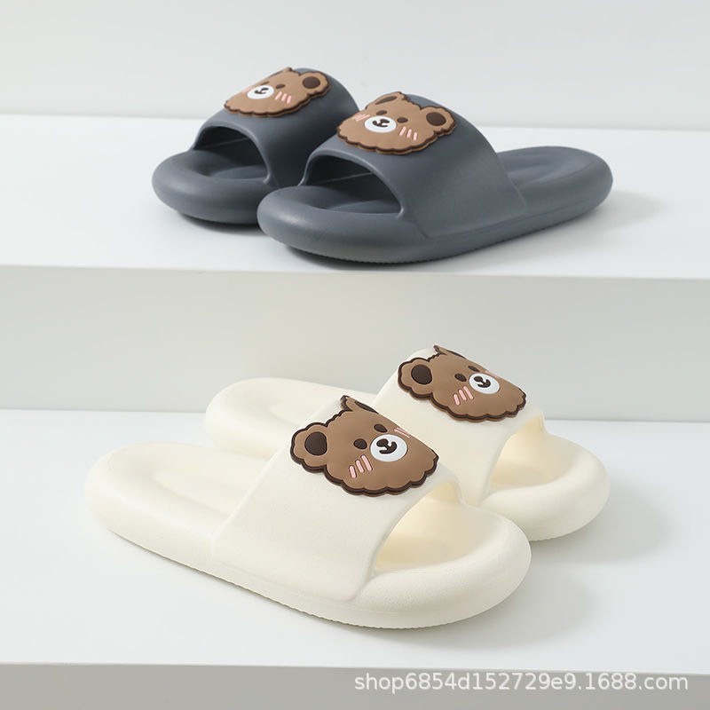 Dép quai ngang bánh mì nữ mặt gấu ngộ nghĩnh - Dép bánh mì đế siêu êm