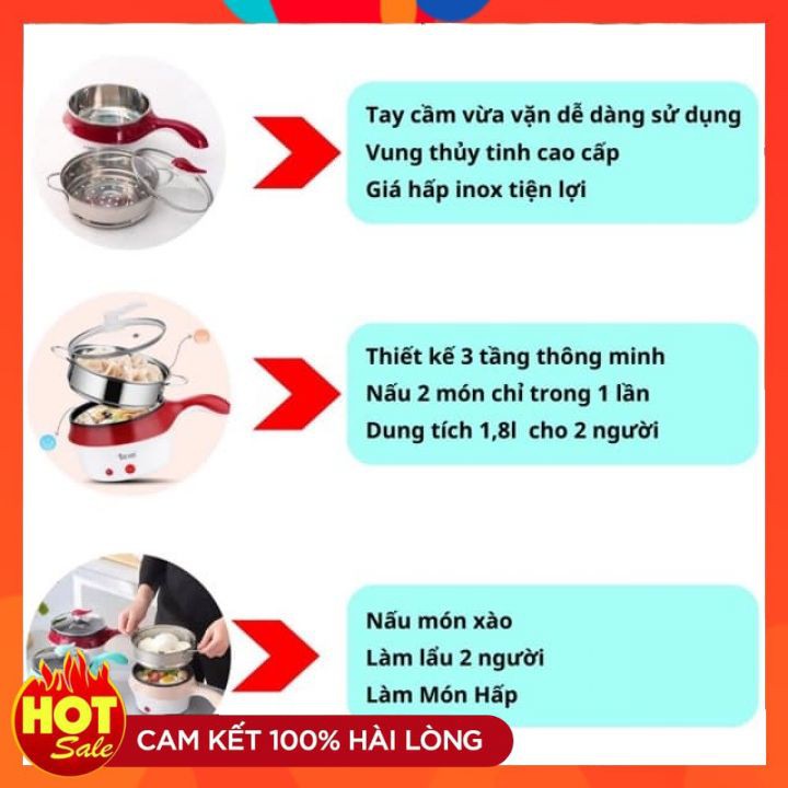 [XẢ KHO] Nồi Lẩu Mini 2 tầng Chống Dính Kèm Xửng Hấp Đa Năng ( Nấu, Lẩu, Chiên, Xào,...) | BigBuy360 - bigbuy360.vn