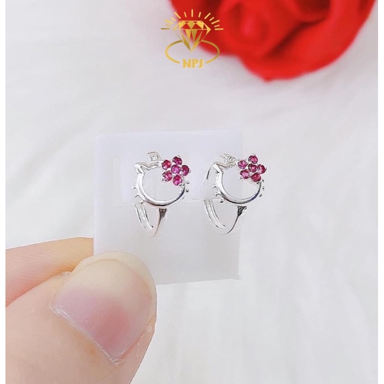 Bông tai cho bé ,bông tai hình mèo dễ thương, Bạc Ta -Bạc npj