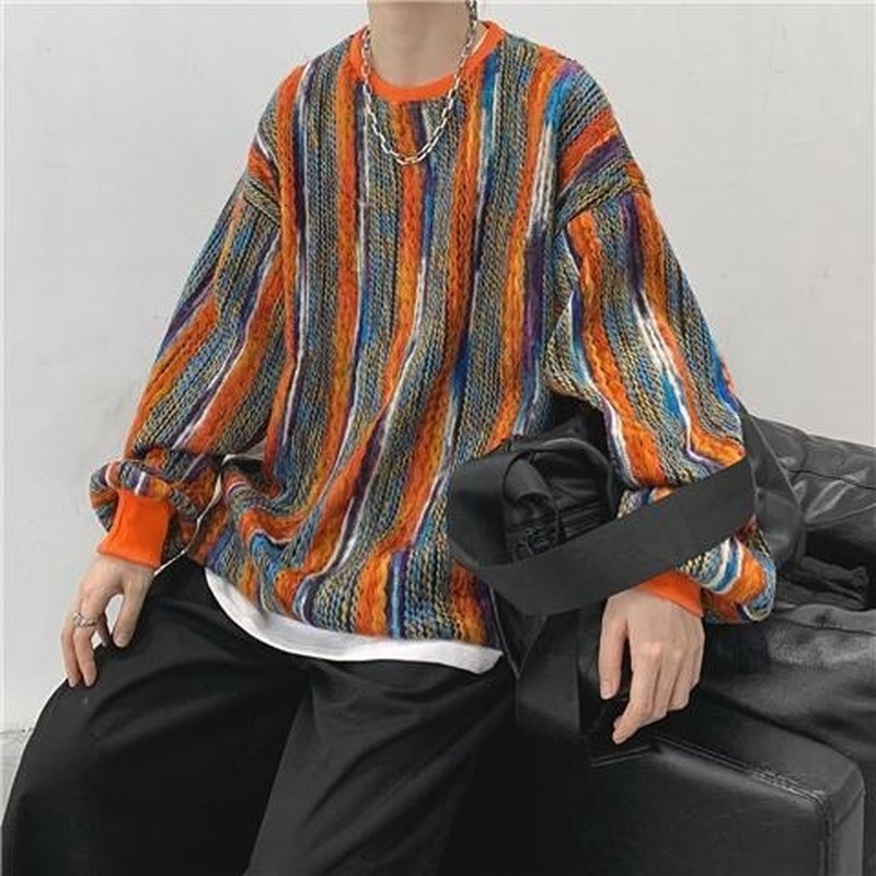 Áo Nỉ Dài Tay Cổ Tròn Nhuộm Màu Thời Trang Xu Hướng Nhật Bản