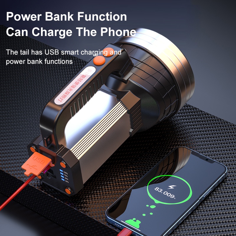 Đèn pin cầm tay siêu sáng 4 pin 12000 mAh 7000 lumen