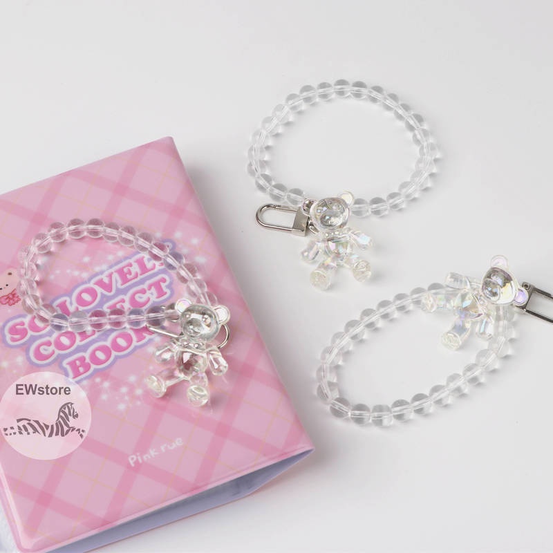 Móc Khóa Hình Gấu Bằng Thủy Tinh Trong Suốt Dễ Thương