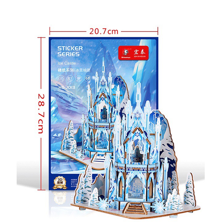 Đồ chơi lắp ráp gỗ 3D Mô hình Ice Castle Frozen Laser
