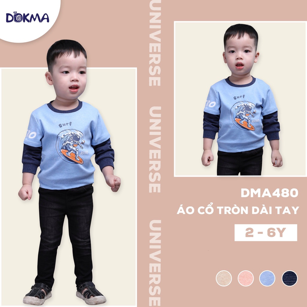2-6Y Áo cổ tròn dày bé trai, bé gái Dokma DMA480