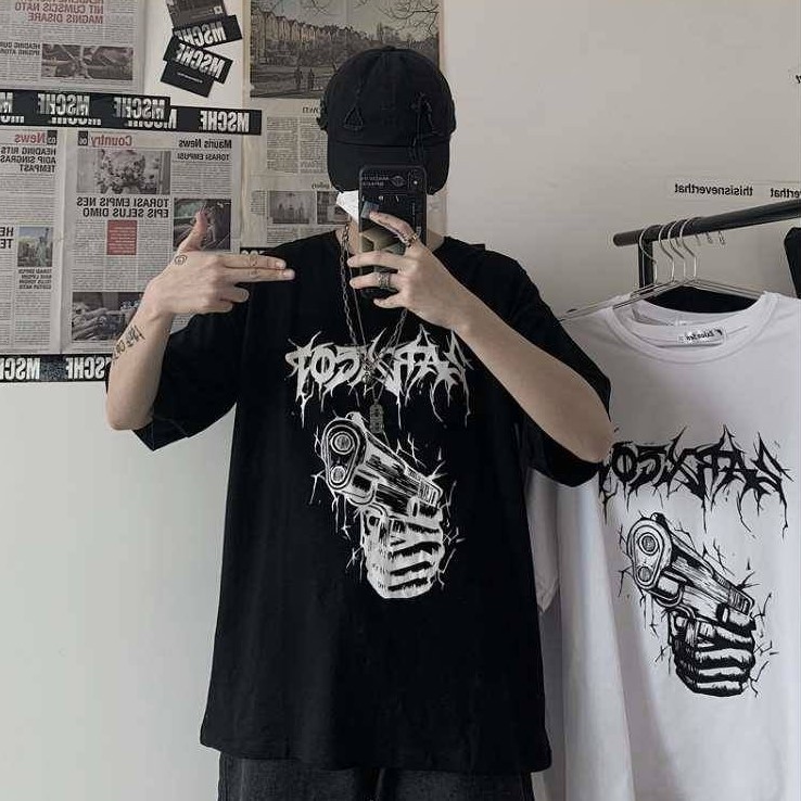 Áo thun tay lỡ form rộng unisex Tiger.86 AFR250, Áo phông The Gun
