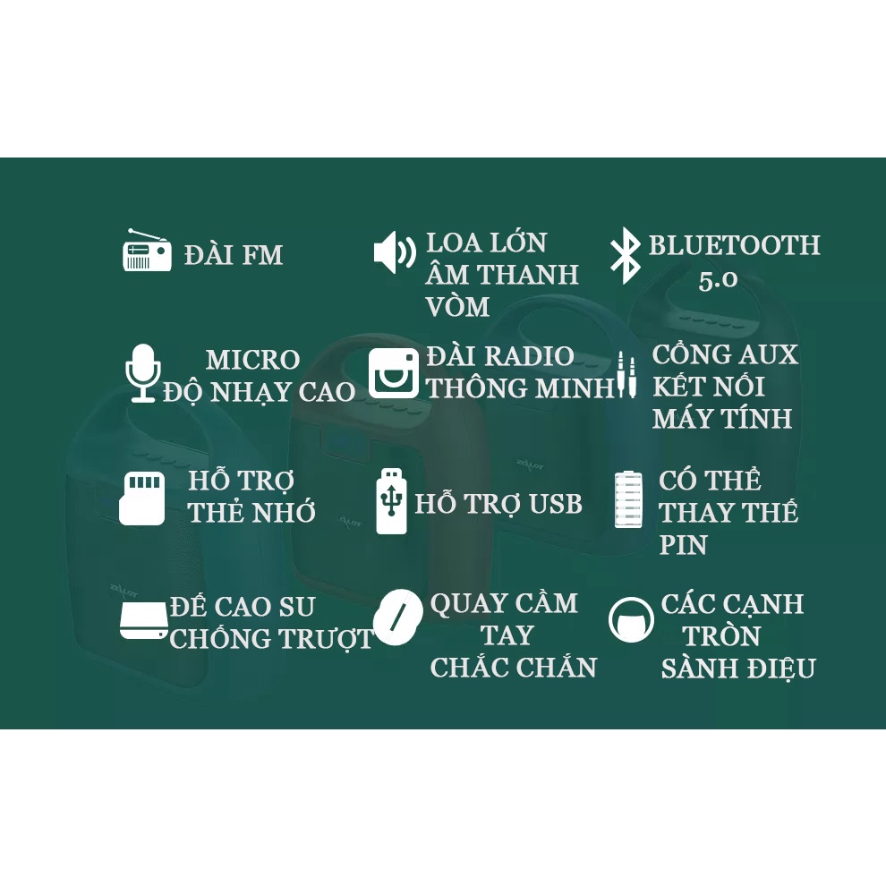 Loa bluetooth Zealot S42 hỗ trợ đài FM Radio, thẻ nhớ, USB - hàng chính hãng - BH 12 tháng