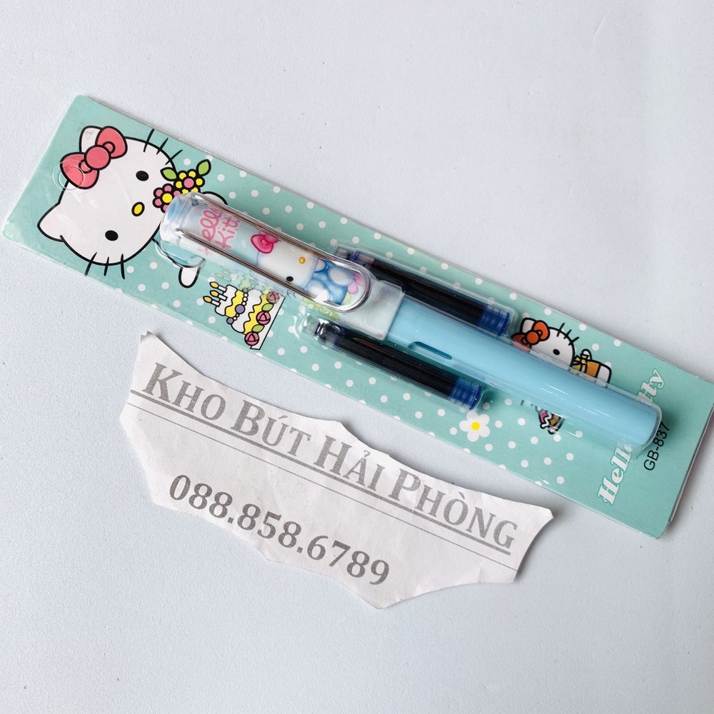 Bút máy hello kittty dạng vỉ ( 1 bút + 2 ống mực )