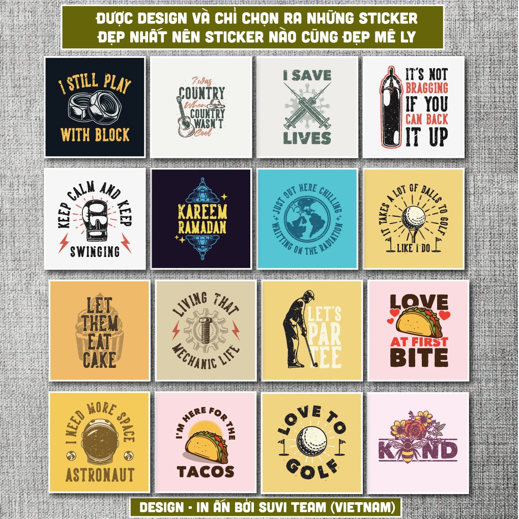 50 Sticker Vintage Retro 1 chống nước sticker dán laptop, điện thoại, đàn guitar, mũ bảo hiểm, vali. MSP:VR01