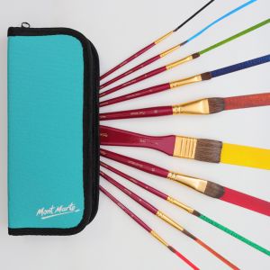 SET CỌ KÈM VÍ MONT MARTE MÀU NƯỚC | SƠN DẦU | ACRYLIC (Brush in Wallet 11PC)