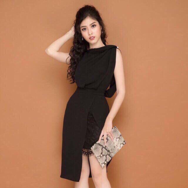 Đầm xoắn phối ren