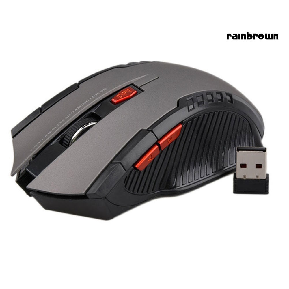 Ergonomic 6 Keys 1600DPI 2.4GHz Wireless Gaming Mouse USB Receiver for PC Laptop /RXDN/