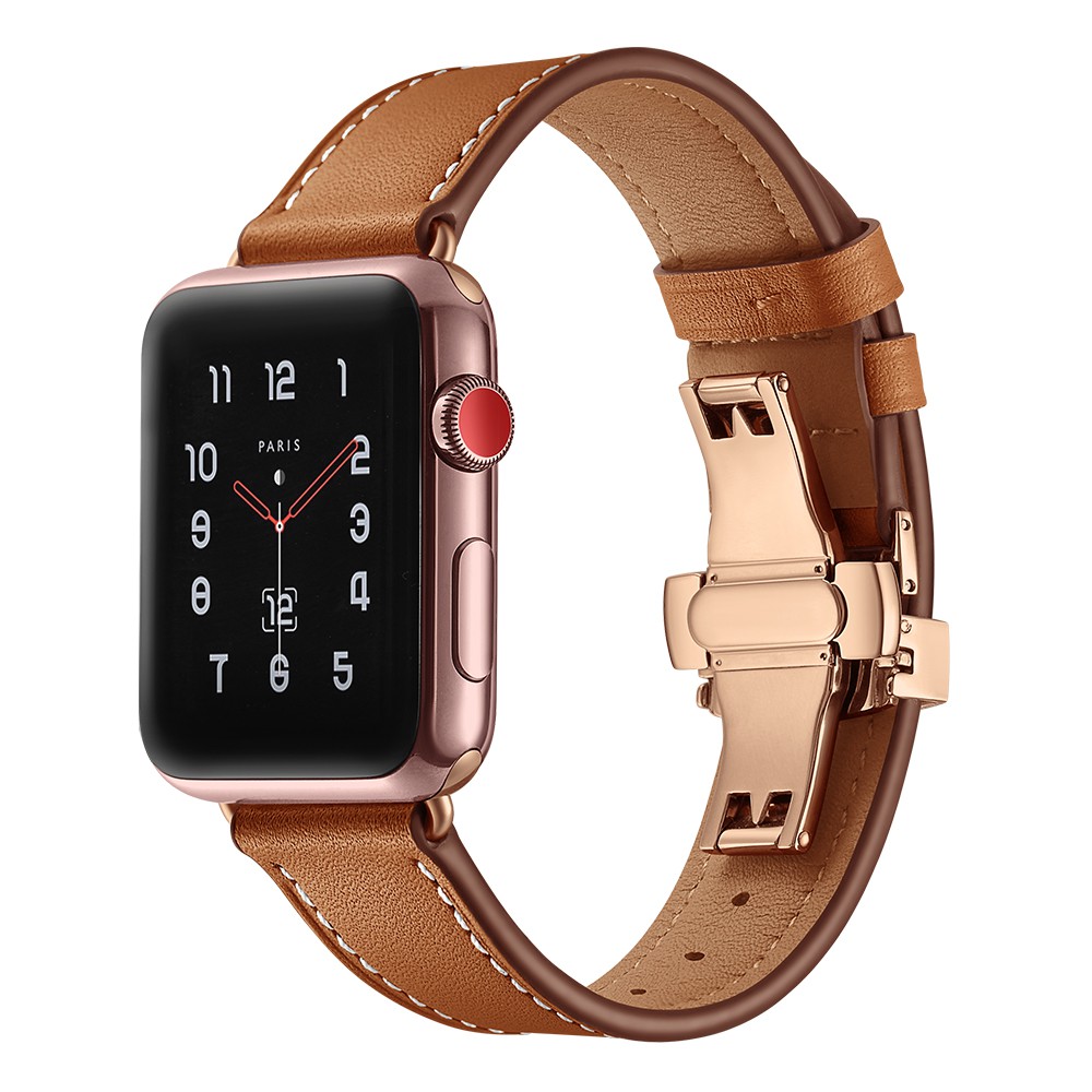 Dây Đeo Bằng Da Thoáng Khí Cho Đồng Hồ Thông Minh Apple Watch Series 6 / Se / 5 / 4 / 3 / 2 / 1 Iwatch 38mm 40mm 42mm 44mm