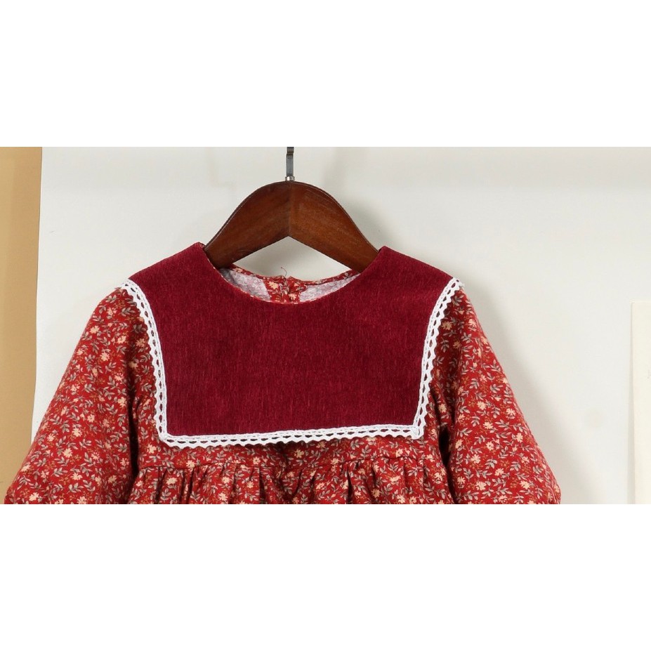 Váy Bé Gái Thu Đông Dáng Dài Tay 2 Màu Vintage O.P Kids