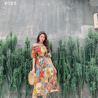 Đầm Maxi Thổ Cẩm Trễ Vai HOT TREND