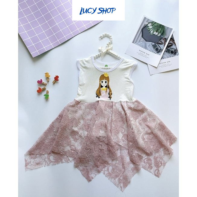 Váy công chúa cho bé gái, vải cotton siêu mềm mại, thun lạnh co giãn cho bé từ 8-15 kg