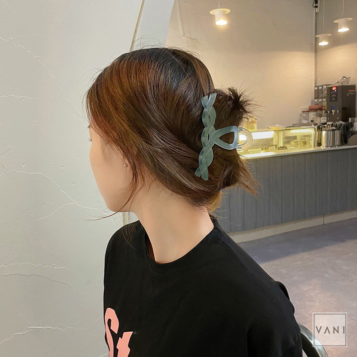 Kẹp Tóc Càng Cua Kiểu Xoắn Xích, Nhựa Màu Thạch Trong - Vani Store