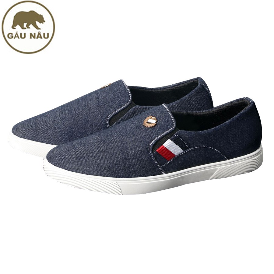 Giày lười vải nam thân nâu đế đen GN214 GấuNâu | BigBuy360 - bigbuy360.vn