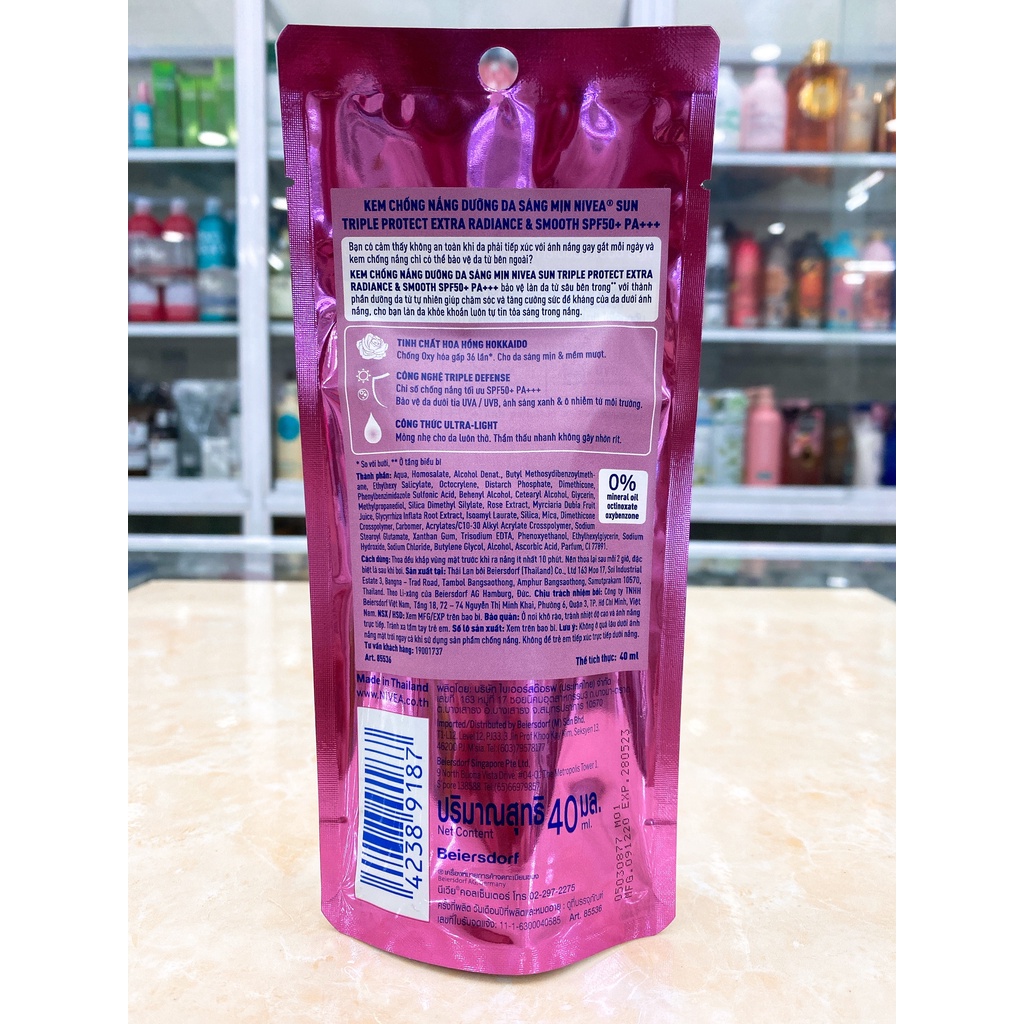Kem Chống Nắng Dưỡng Da Sáng Mịn NIVEA SUN Triple Protect Extra Radiance &amp; Smooth SPF50+ PA+++ 40ml Chính Hãng Công Ty