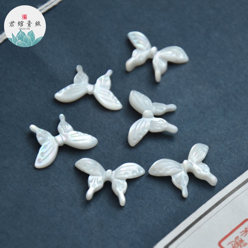 Bingyingge Bông Tai Bướm Vỏ Sò Trắng Tự Nhiên diy Phụ Kiện Hán Phục