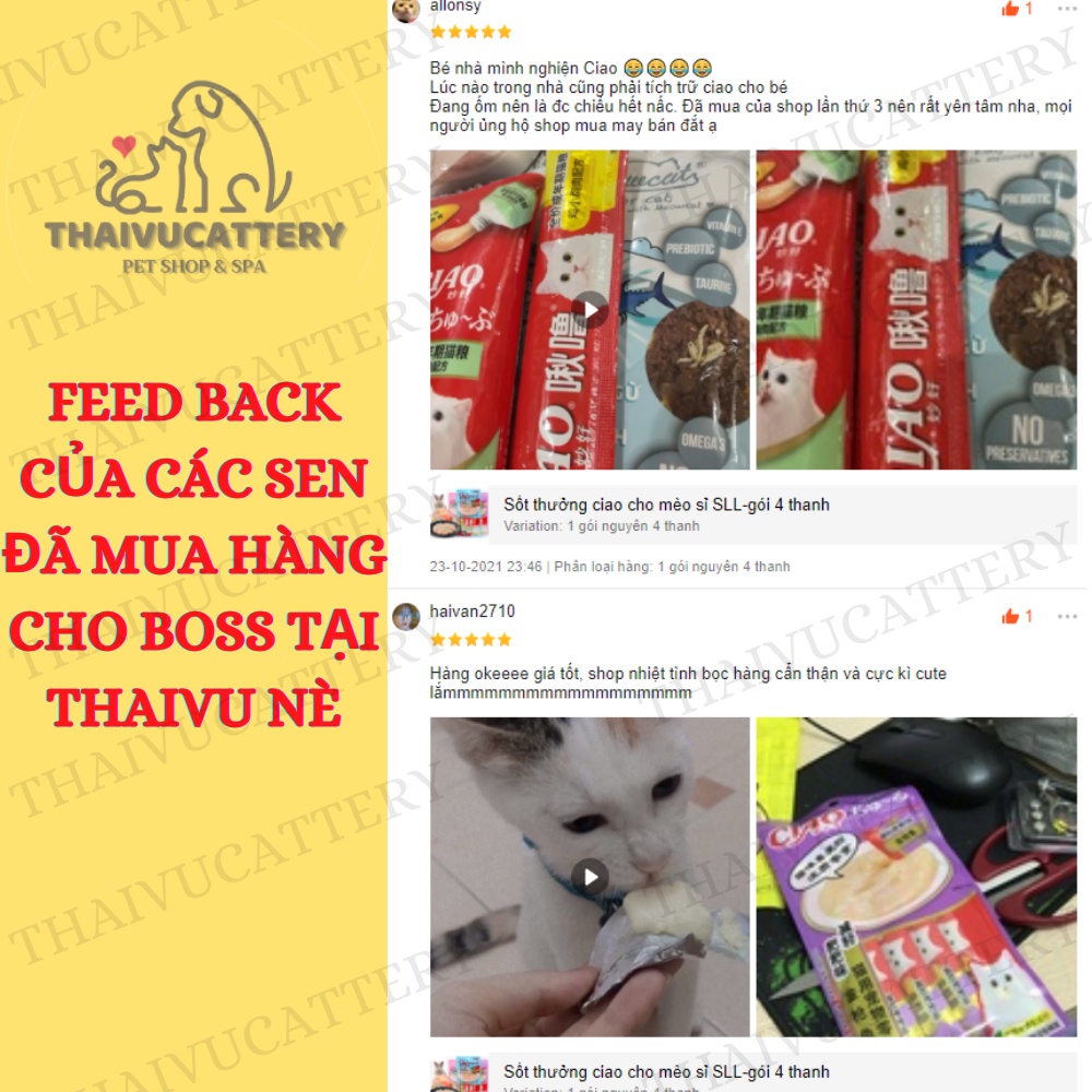 Sốt thưởng Ciao Churu cho mèo con mèo lớn mèo gầy lười ăn - gói nguyên 4 thanh - Thaivucattery