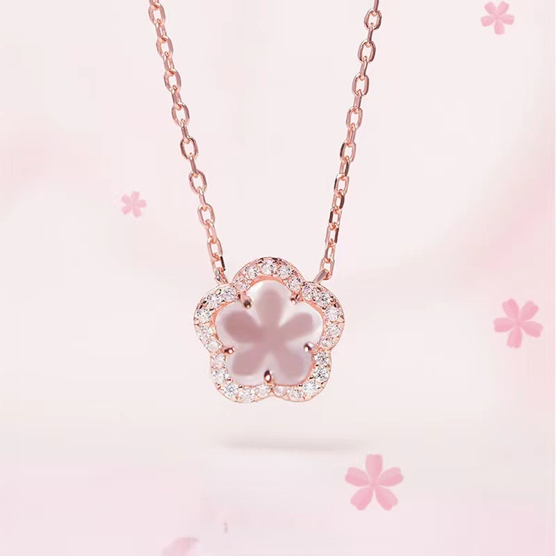 Rhinestone Sweet Pink Fashion Ladies Mặt dây chuyền Vòng cổ Chất lượng cao Vòng cổ