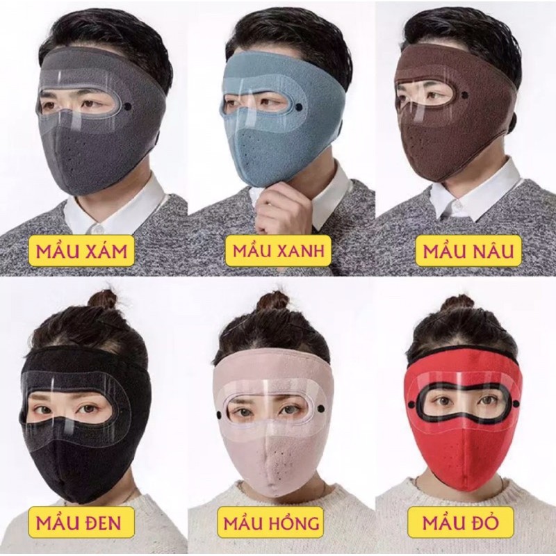 [HÀNG LOẠI 1] Khẩu Trang Ninja Cao Cấp Lót Nỉ Có Kính Chống Nắng, Chống Gió, Chống Bụi Tiện Lợi - Kính Có Thể Tháo Rời