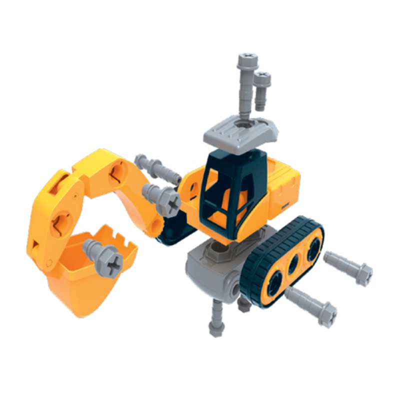 Bộ Đồ Chơi Lắp Ráp DIY Xe Đào, Xe Lu Kèm Theo Nón VECTO VT1038