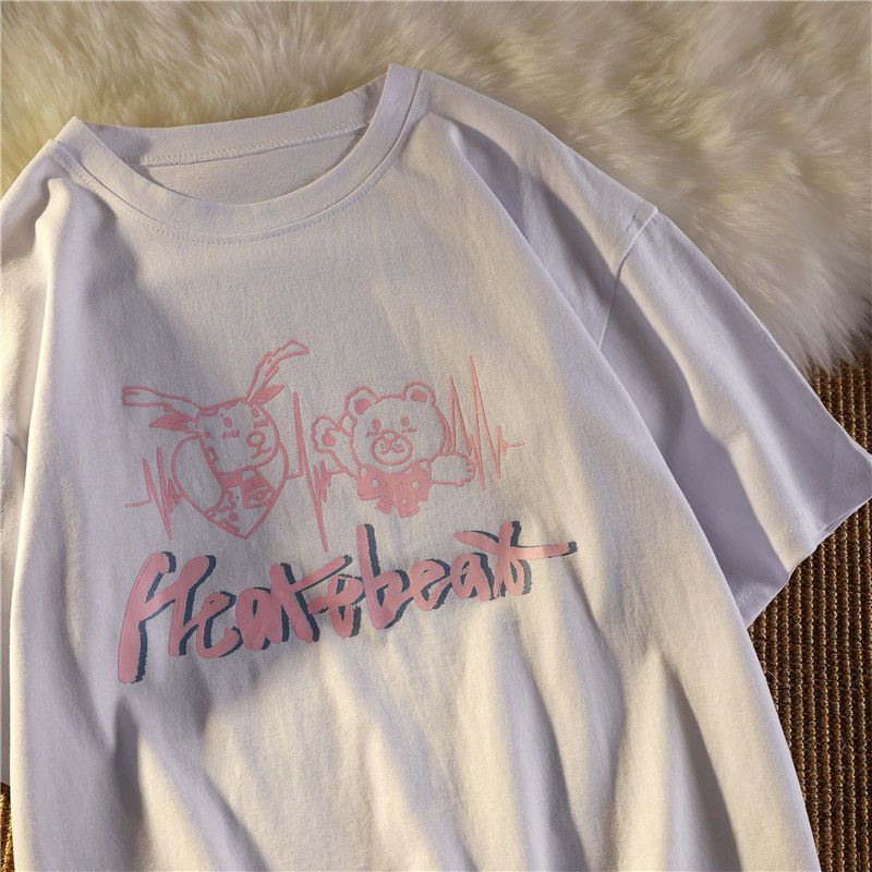 Áo Thun Nữ Ngắn Tay In Hình Gấu Thời Trang Hàn Quốc Mới