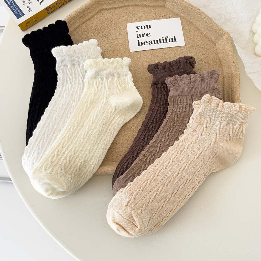 Vớ Cotton Cổ Thấp Họa Tiết Dễ Thương Nhiều Màu Phong Cách Hàn Quốc Thời Trang Cho Nữ