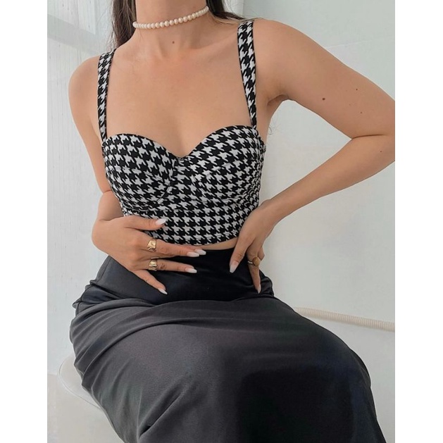 Coba Corset Áo Cúp ngực caro cá tính