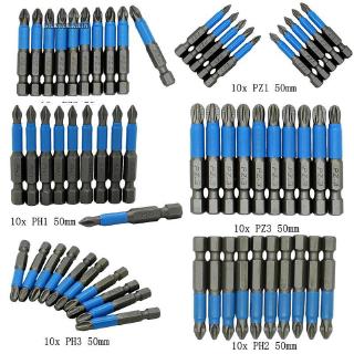 Set 10 đầu tua vít từ tính PH1/ PH2/ PH3/ PZ1/ PZ2/ PZ3 chất lượng cao