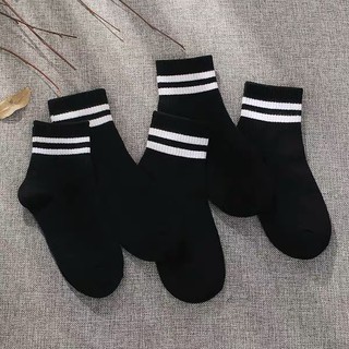 (COMBO 5 ĐÔI TẤT) KẺ ĐEN, TRẮNG MỀM MỊN HÀN QUỐC