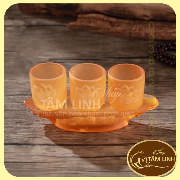 Án Ba Ly Nước Thờ Cúng Lưu Ly Vàng