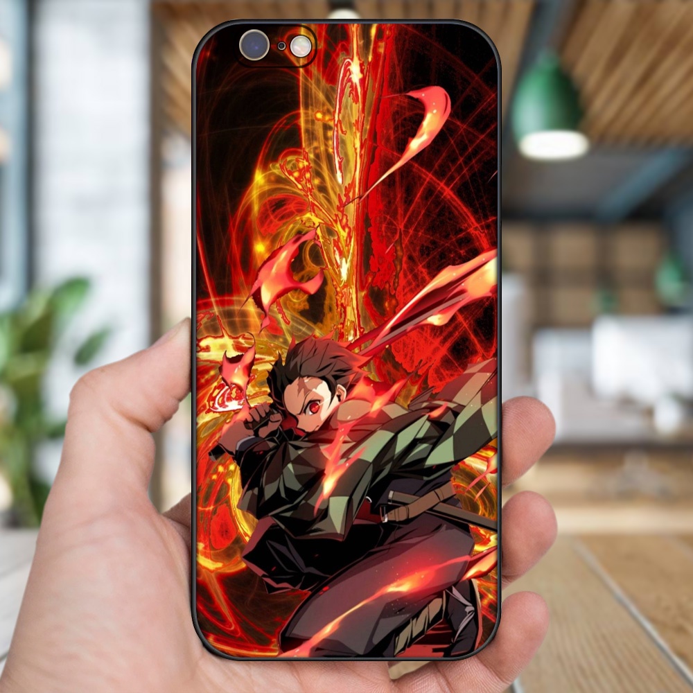 Ốp lưng iPhone 6, 6s dẻo đen cạnh vuông in hình Tanjiro Kimetsu No Yaiba
