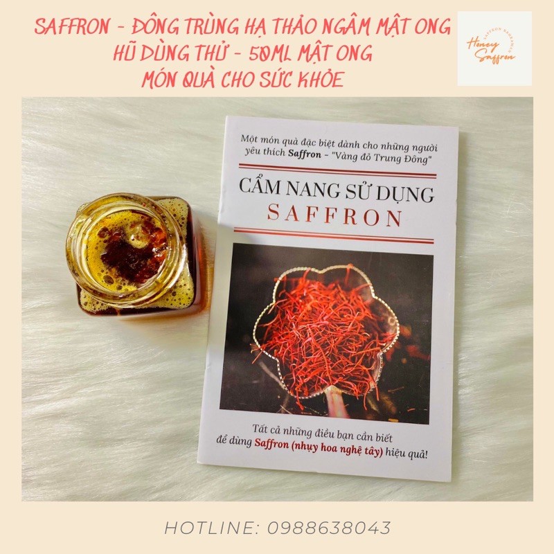 Saffron đông trùng hạ thảo ngâm mật ong - mẫu dùng thử 7 ngày - hũ 50ml - Saffron Tây Á nhập khẩu chính hãng từ Iran