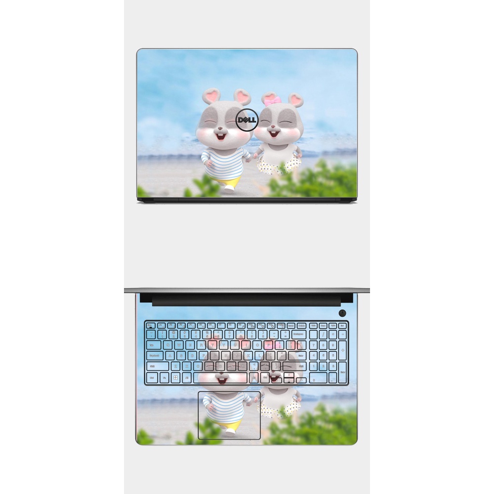 Skin cặp đôi chuột Micker và Donan cực dễ thương Miếng dán máy tính laptop in hình theo yêu cầu decal Laptop 3M chuẩn