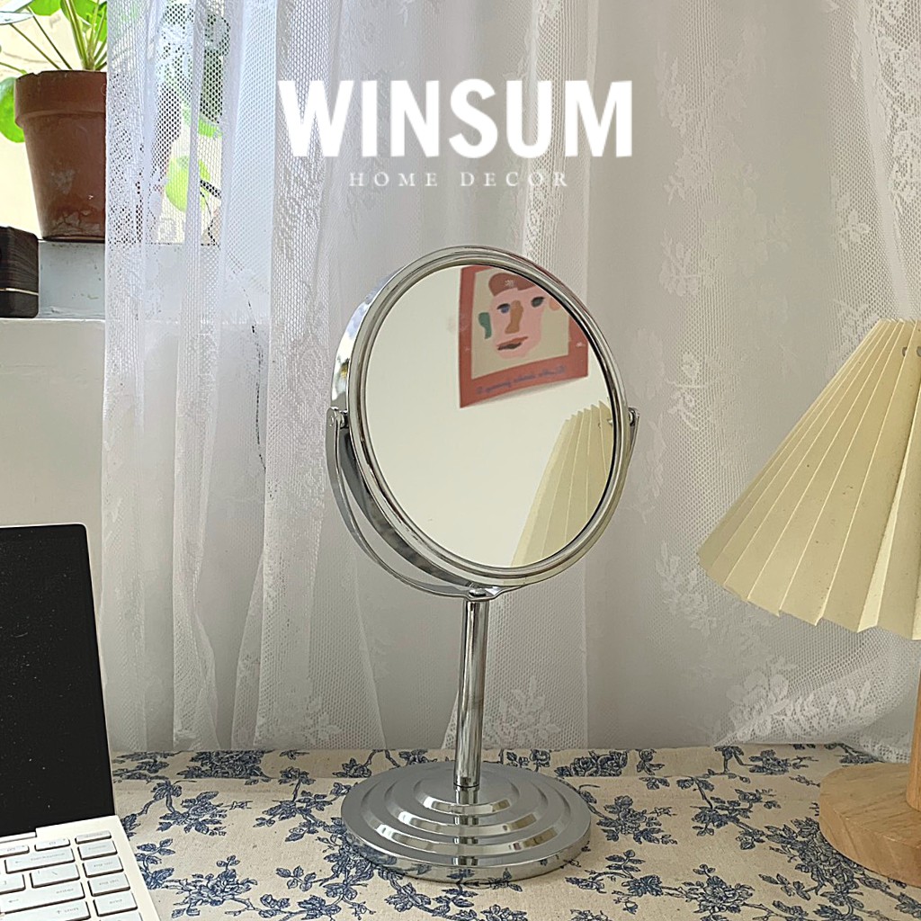 Gương Trang Điểm 2 Mặt Để Bàn, Khung Gương Inox Chắc Chắn - Winsum.decor