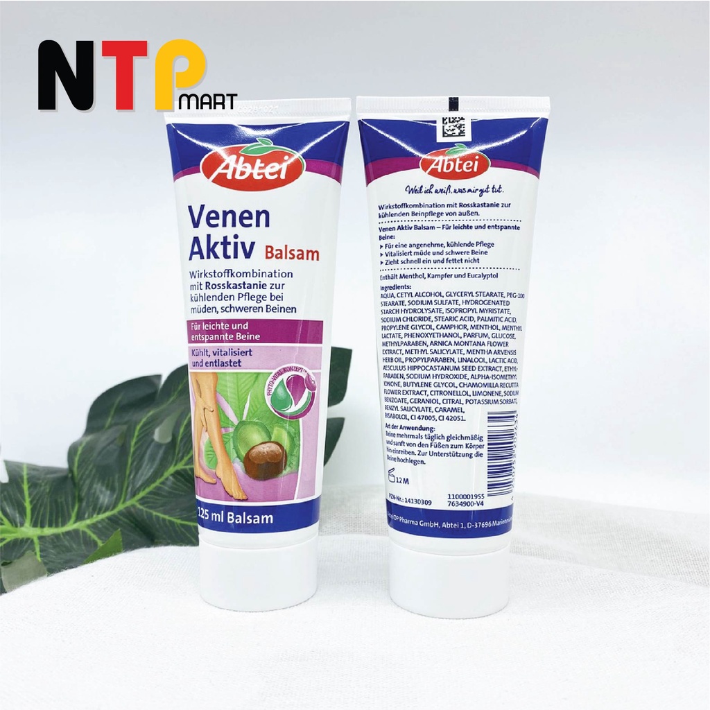 Kem bôi giãn tĩnh mạch Abtei Venen Aktiv Balsam tuýp 125ml nhập khẩu Đức
