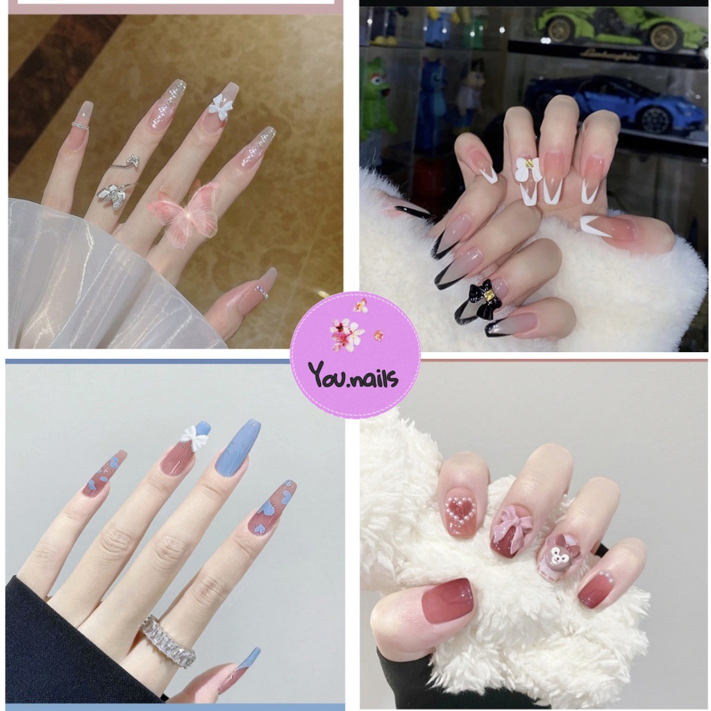 Móng tay giả đính đá kèm keo dài nhọn ngắn YOU NAILS (Yx01-Yx26)