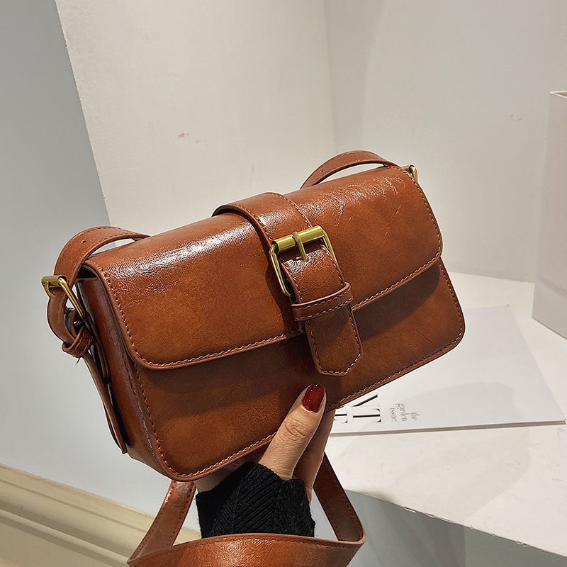 Túi đeo thời trang nữ dáng vuông da trơn cá tính phong cách vintage túi xách thời trang nữ chất lượng cao