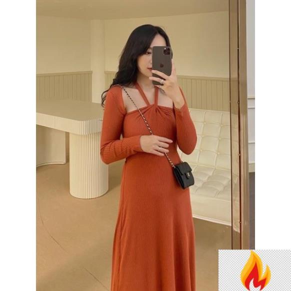 Elijah dress - Đầm dài len thun gân (áo ngoài + đầm dây) - Somalyng.studio -mjk8