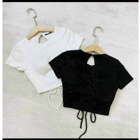 Áo croptop buộc nơ sau kèm mút ngực huyền thoại N06101