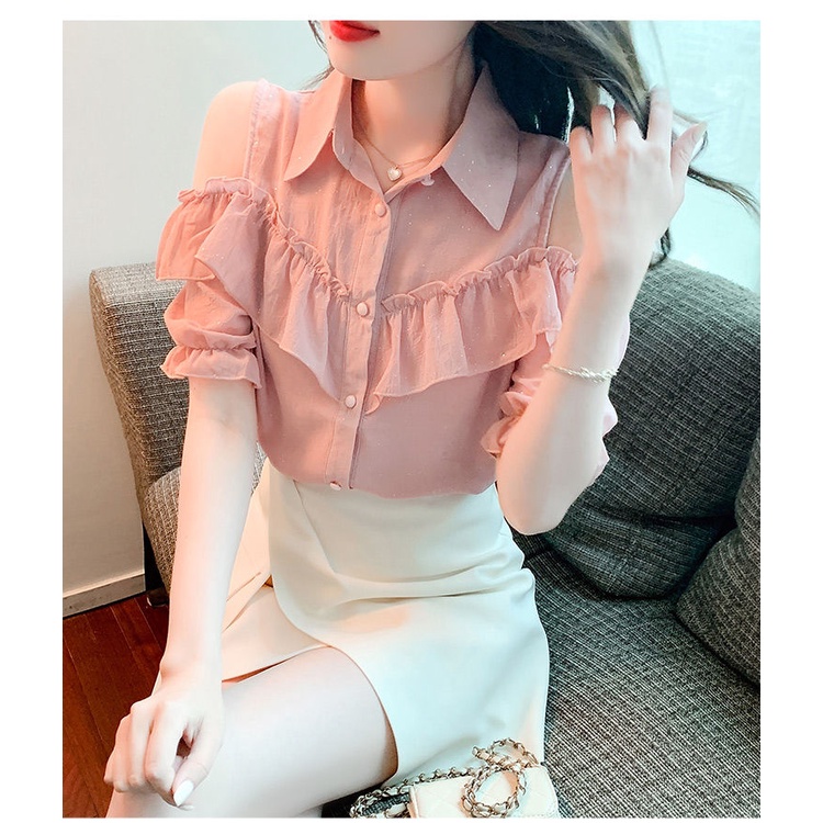 Áo Sơ Mi Voan Ngắn Tay Thời Trang Mùa Hè Phương Tây Dành Cho Nữ
