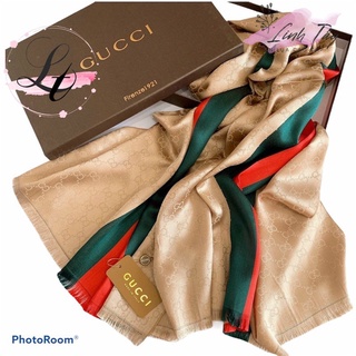 Khăn Choàng Gucci Đũi Màu Đen Cao Cấp Linh Tây - Choàng Hiệu Đẳng Cấp 180*90