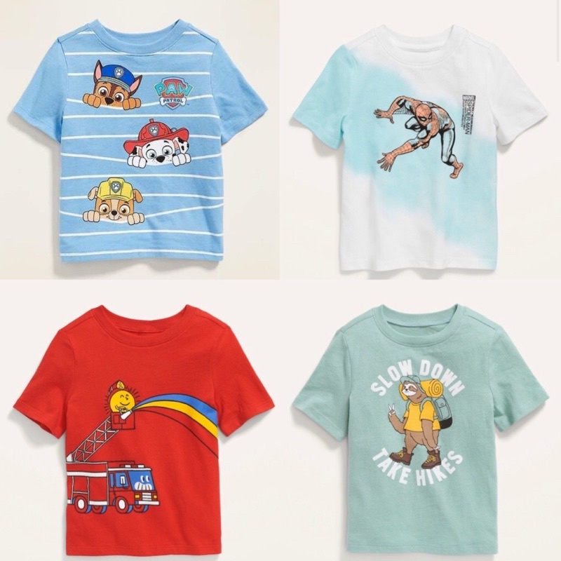 Set 3c áo cộc tay xuất dư bé trai,cotton Oldnavy, mềm mát. size 1-6tuổi