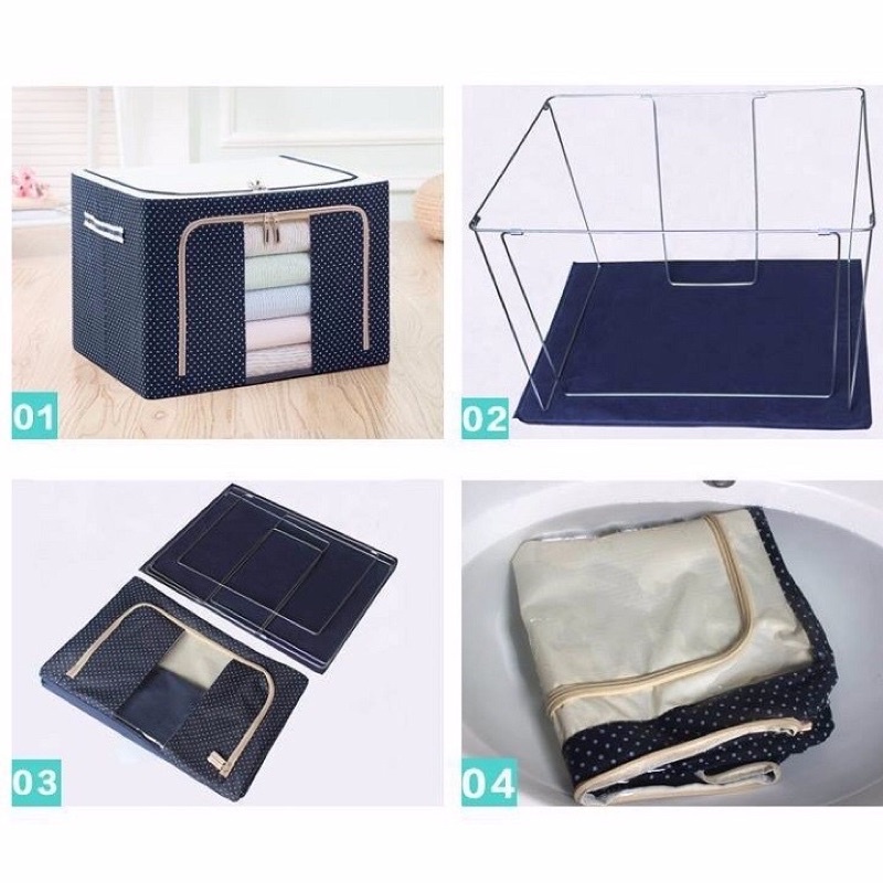 Hộp Đựng Quần Áo Chăn Màn Khung Sắt Gấp Gọn Cao Cấp Loại To