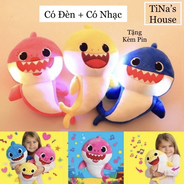 [Mã LIFEXANH03 giảm 10% đơn 500K] Gấu Bông Cho Bé Cá Mập Baby Shark Thú Nhồi Bông Kết Hợp Đèn + Nhạc… Đáng Yêu Cho Bé!