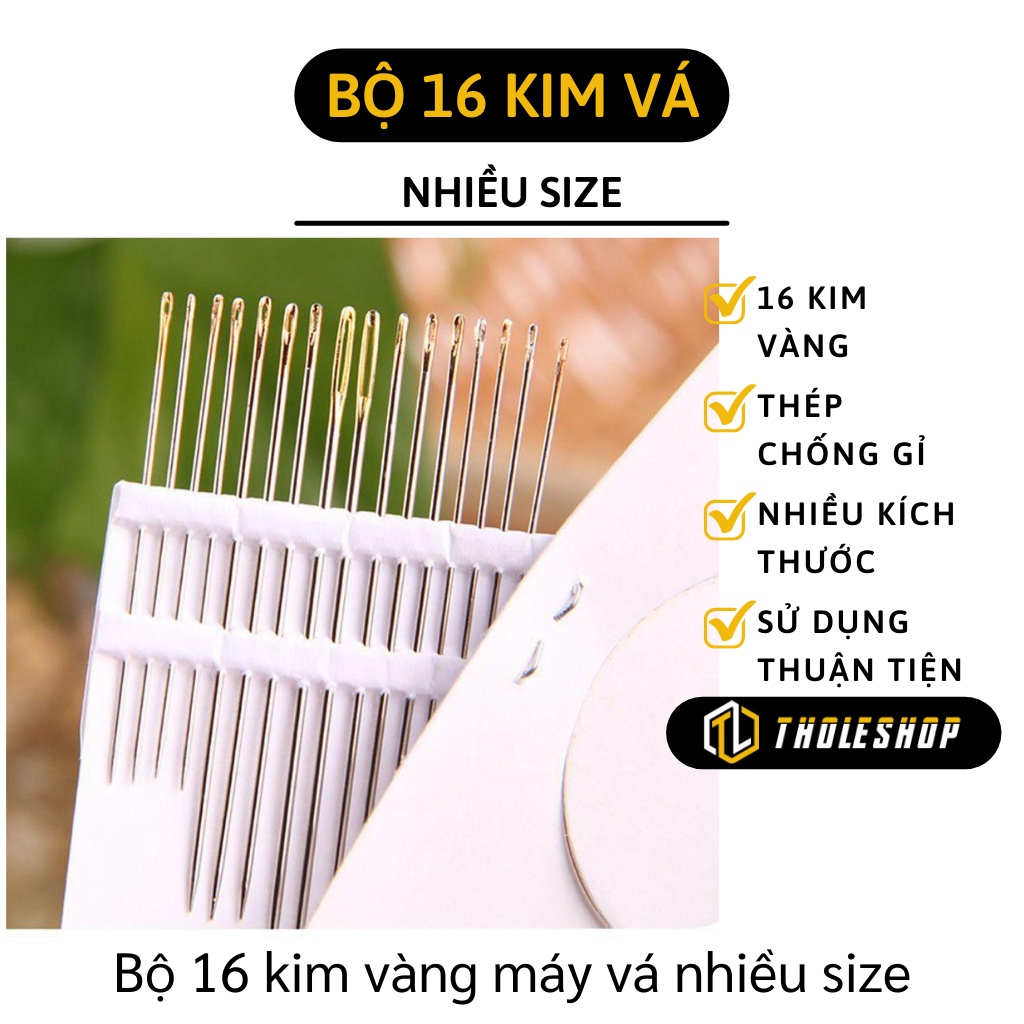 Kim Máy Vá - Bộ 16 Kim Vàng May Vá Nhiều Size, Thép Không Gỉ Theo Thời Gian 5988