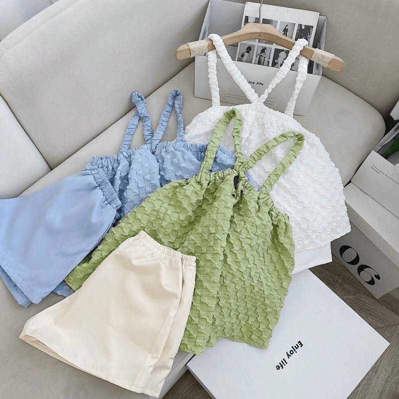 Sét Bộ 2 Món Áo Dây Baby Doll Kèm Quần Đùi Siêu Xinh Chất Đũi Xốp Mặc Đẹp Tôn Dáng [NEW UNISEX]