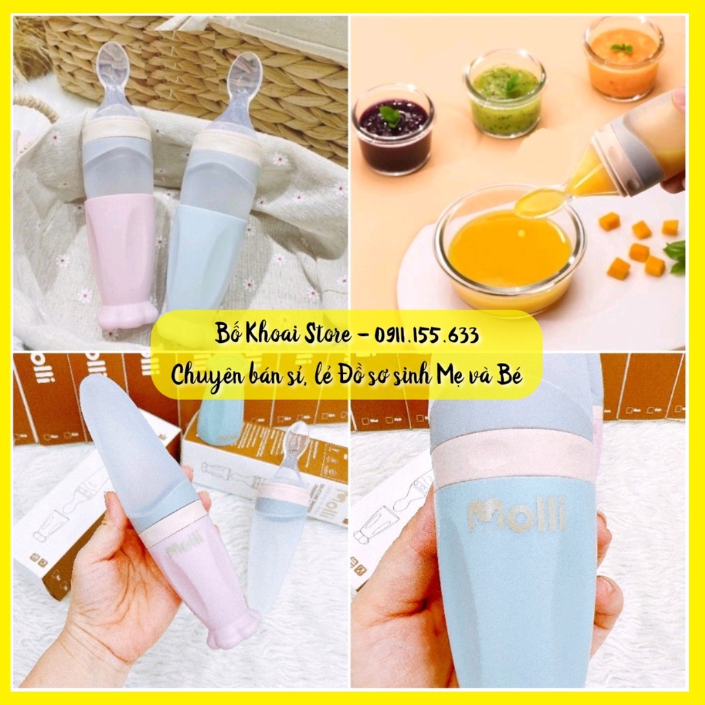 Bình thìa ăn dặm MOLLI Hàn - Bình thìa silicon cho bé - Bố Khoai Store